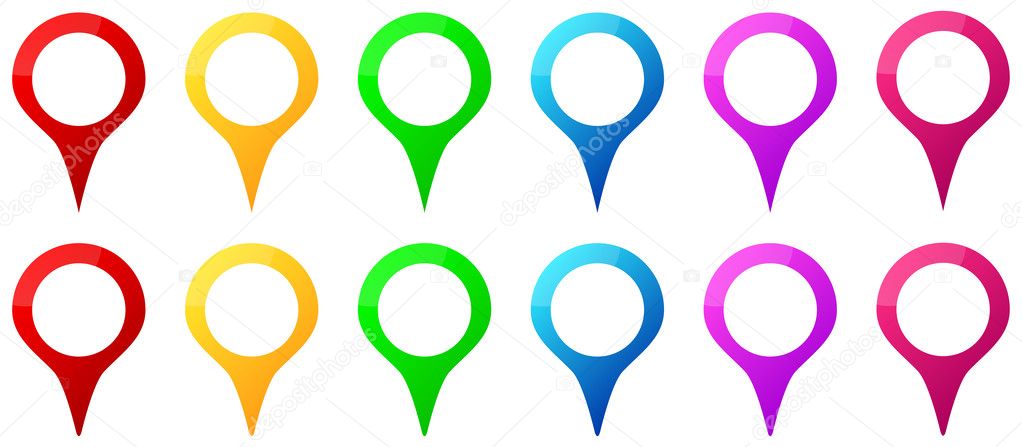 Colored Map Pins Icons For Gps Map Location