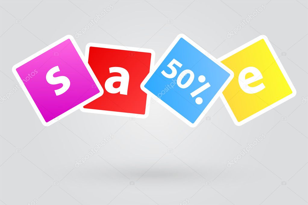 Sale Sign Fifty Percent Promotional Discount