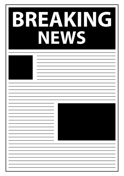 Breaking World News Modelo de primeira página de jornal — Vetor de Stock