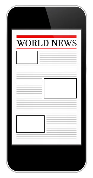 Black Business Mobile Phone Showing World News — Stock Vector