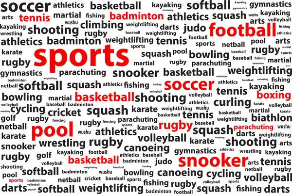 Sports Categories Word Cloud — Stock Vector