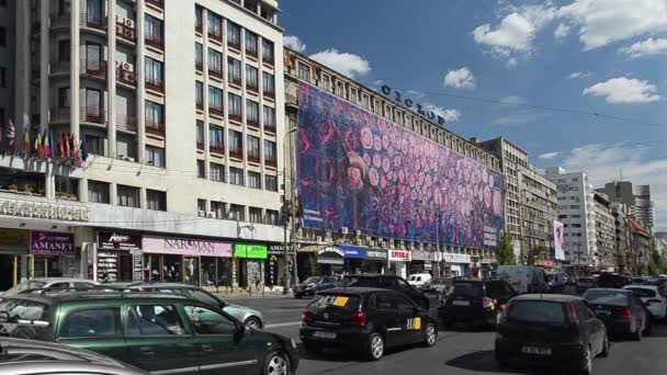 Alto Tráfego Centro de Bucareste — Vídeo de Stock