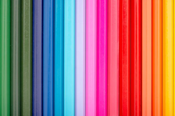 Coloring Crayons Arranged In Rainbow Line — Stock Photo, Image
