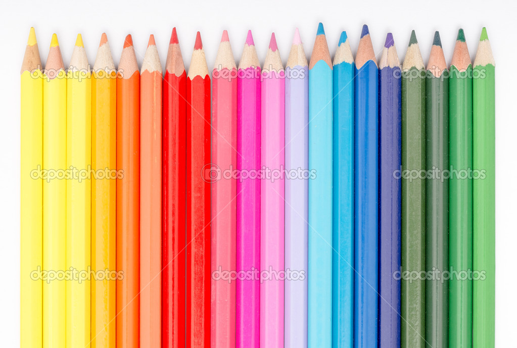 Coloring Crayons Arranged In Rainbow Line Stock Photo by ©radub85