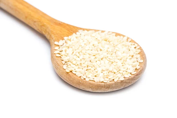 Wooden Spoon With Sesame Seeds — Stock Photo, Image