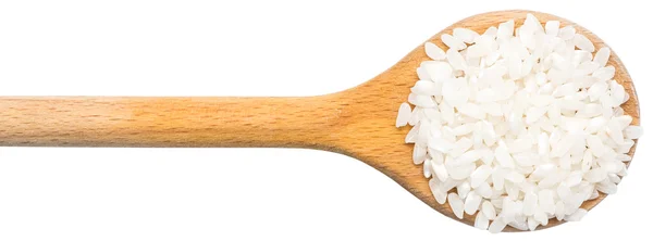 Wooden Spoon With Rice Seeds — Stock Photo, Image