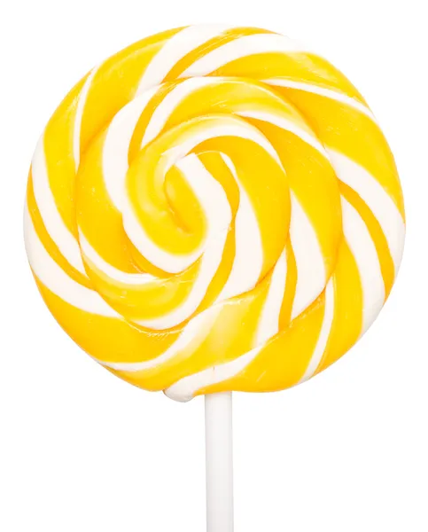 Lollipop Spiral Kuning Manis — Stok Foto