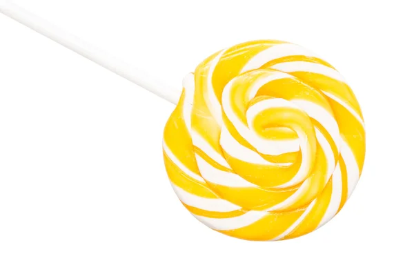 Söt gul spiral lollipop — Stockfoto