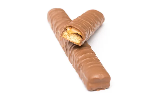 Čokoládové tyčinky s karamelovým výplní — Stock fotografie