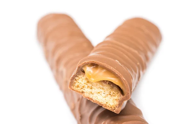 Čokoládové tyčinky s karamelovým výplní — Stock fotografie