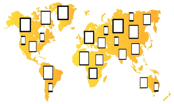 Nueva tecnología de medios en todo el mundo — Vector de stock