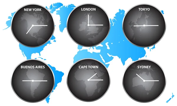 Time Zones Around The World — Stock Vector