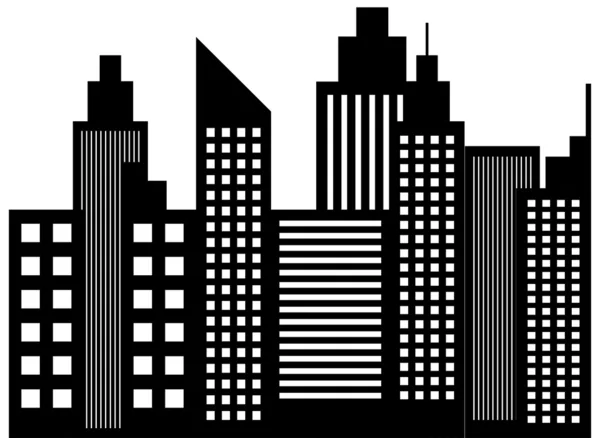 Modern City Skyline Skyscrapers Silhouettes — Stock Vector