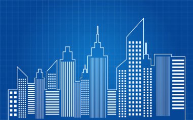 Şehir gökdelenler skyline blueprint