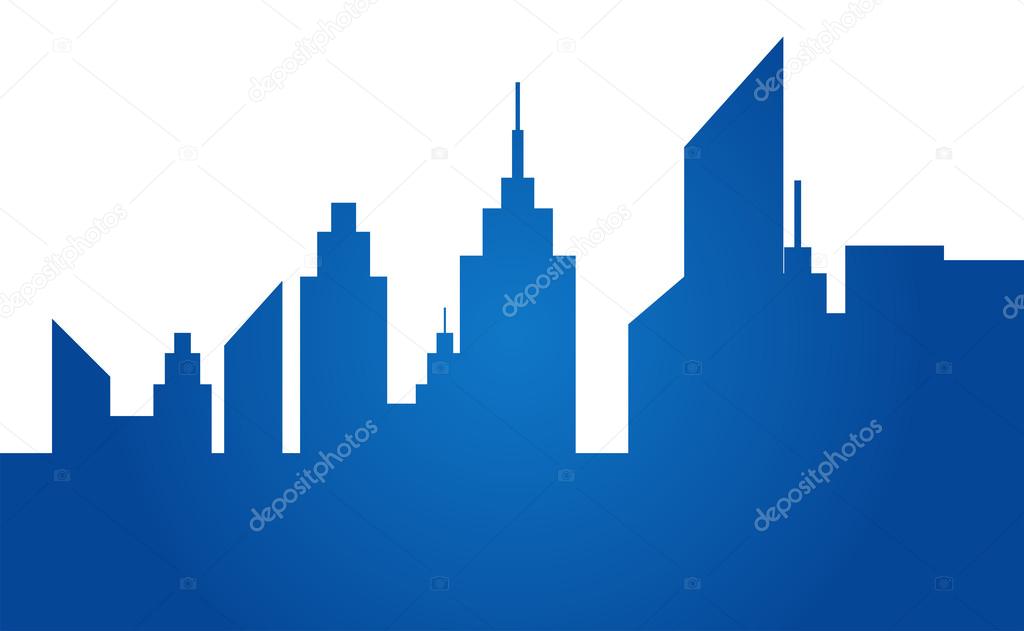 Blue City Skyline Isolated