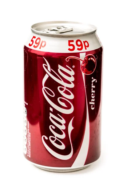 Coca-Cola cherry láhev může — Stock fotografie