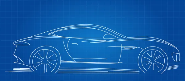 Carro esportivo sketch blueprint — Vetor de Stock