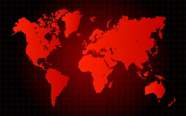 Red World Map Conceito de perigo — Vetor de Stock
