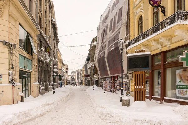 Prima neve sopra il centro di Bucarest — Foto Stock