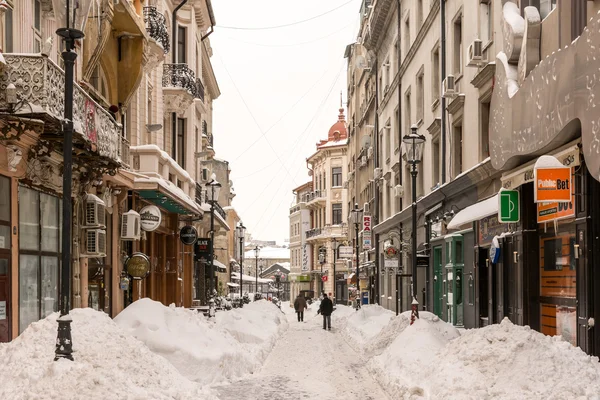 Prima neve sopra il centro di Bucarest — Foto Stock