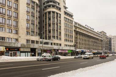 kış kar üzerinde gheorghe magheru Bulvarı şehir Bükreş