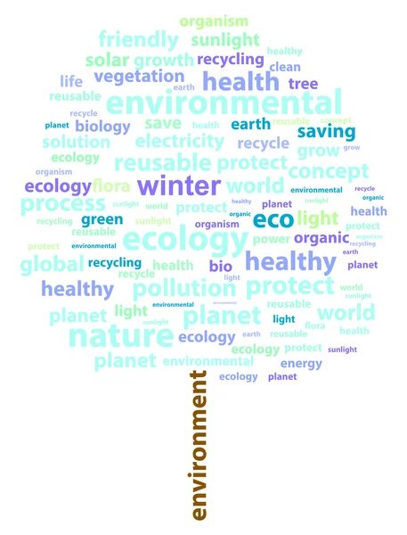 Inverno Albero Ecologia Parola Nuvola Concetto — Vettoriale Stock