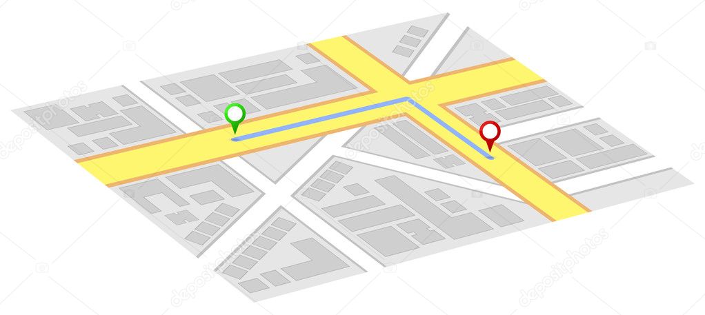 Gps Map Shows Way To Home