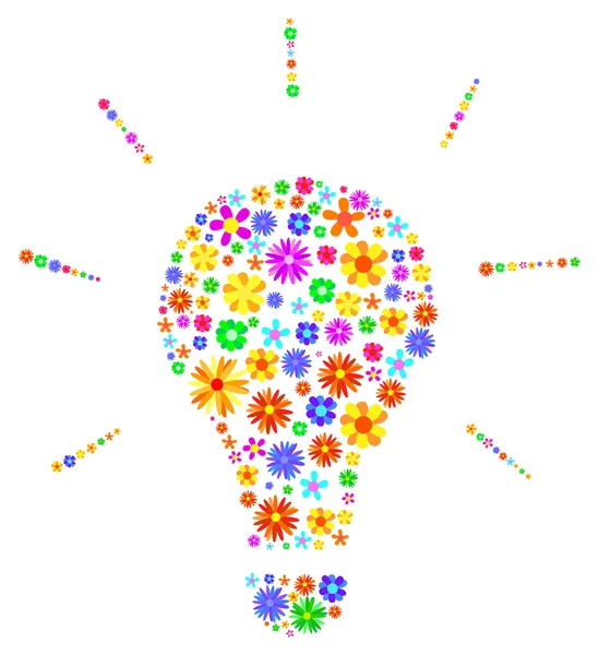 Idea Light Bulb Made Of Flowers Abstract — Stock Vector