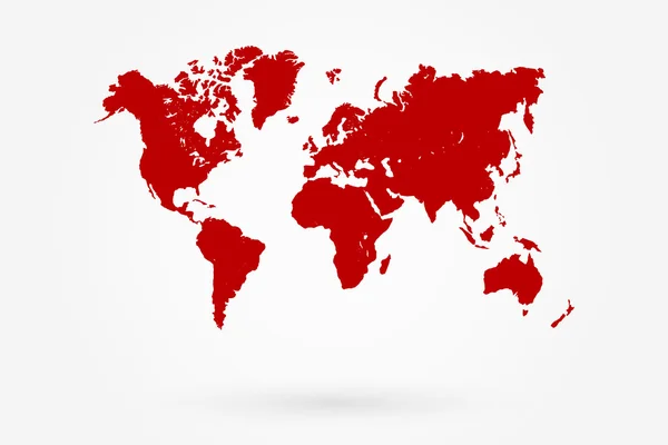 Mapa do mundo vermelho retro com sombra — Vetor de Stock