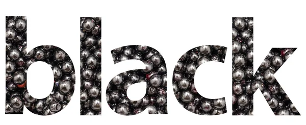 Black Color Word Abstract Made Of Bilberries — Stock Photo, Image