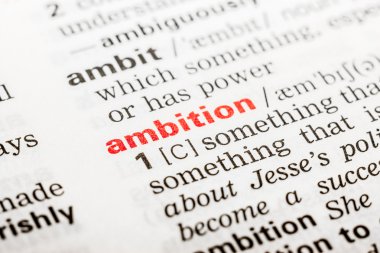 Ambition Word Definition In Dictionary clipart