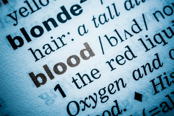 Blood Word Definition In Dictionary — Stock Photo, Image