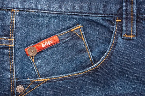 Lee Cooper Sign On Modern Blue Jeans — Stock Photo, Image