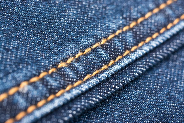 Jeans blu denim texture con cuciture — Foto Stock