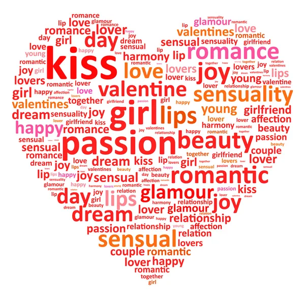 Valentine Love Heart Word Cloud — Stock Vector