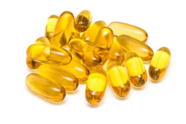 Yellow Medicine Capsules Isolated — Stock Photo, Image