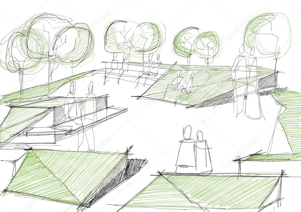 Public Park Architectural Sketch