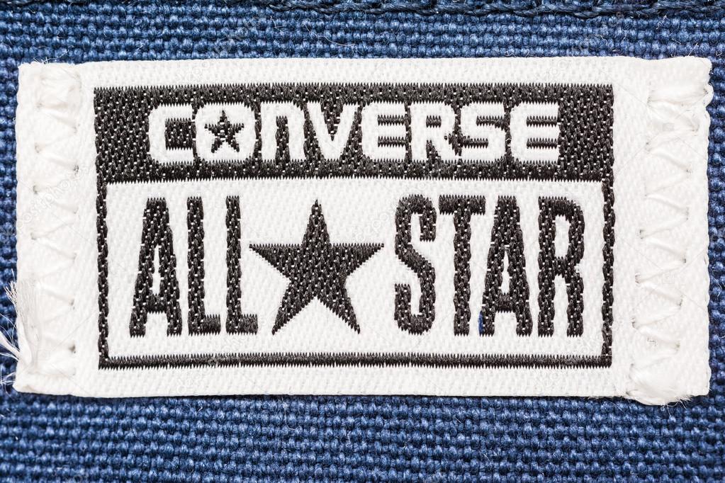 BUCHAREST, ROMANIA - MARCH 16, 2014: All Star Converse Sign On Retro Converse Sneakers. Founded in 1908 is an American lifestyle company with a production output of shoes and lifestyle fashion.