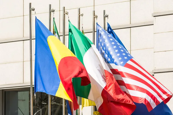 Flag Of Romania, Italy And United States — Stock Photo, Image