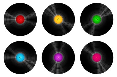 Vintage Vinyl Records Set Isolated On White clipart