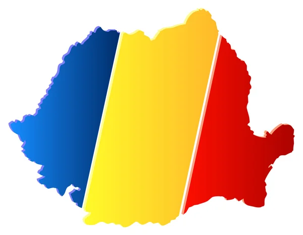 Mapa 3D de Roménia com bandeira — Vetor de Stock