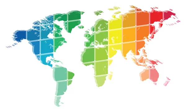 Palette de couleurs de carte du monde 3D Résumé — Image vectorielle