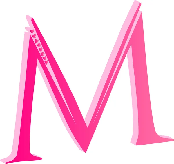 Alphabet 3D Lettre d'amour M — Image vectorielle