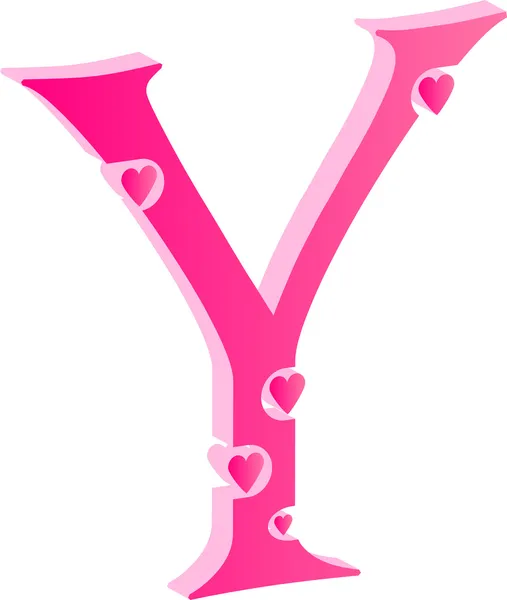 Alfabeto 3D lettera d'amore Y — Vettoriale Stock