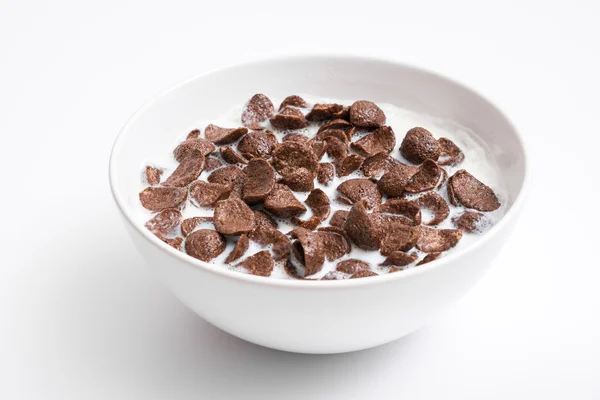 Chocolade cornflakes granen kom — Stockfoto