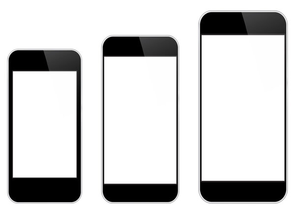 Black Mobile Phones Isolated