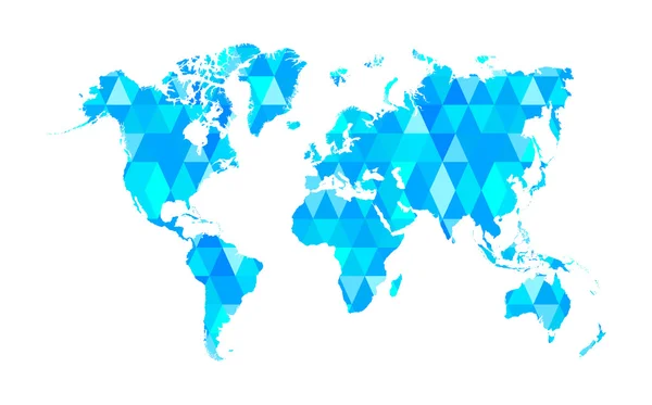 分離されたブルー モザイク タイル世界地図 — ストックベクタ