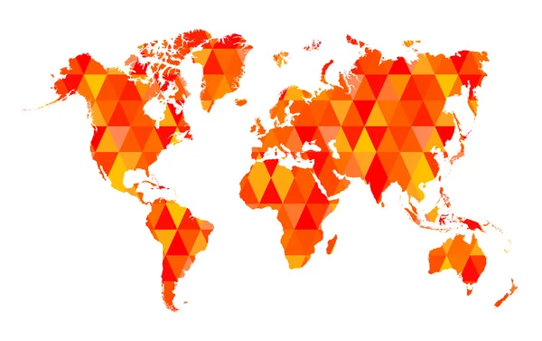 Azulejos de mosaico rojo Mapa del mundo aislado — Archivo Imágenes Vectoriales