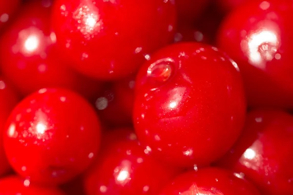 Farbenfrohe Kirschen Hautnah Auf Dem Obstmarkt — Stockfoto