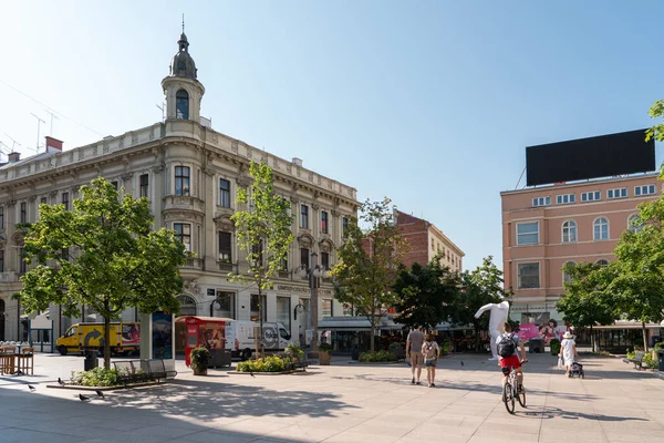 Zagreb Croacia Julio 2021 Calles Ocupadas Del Centro Ciudad Zagreb — Foto de Stock